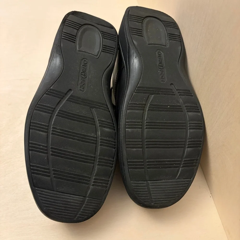 Orthofeet Dress Shoe Men 12 Extra Wide 4E Black Leather Orthopedic Oxfords